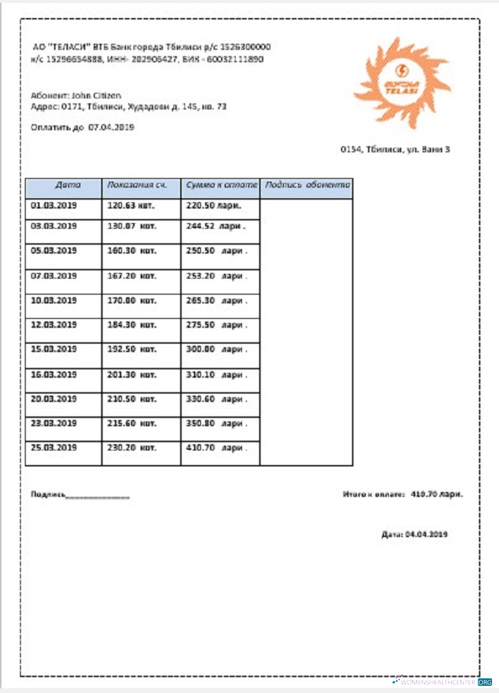 download download Georgia Telasi utility bill